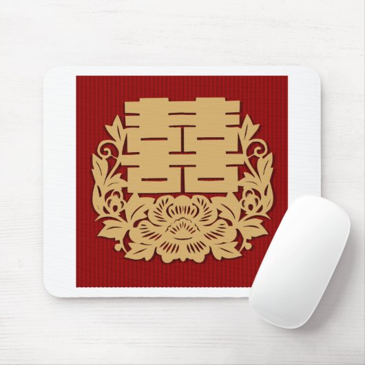 Chinesische Hochzeit mit doppeltem Glück und Blume Mousepad (Mit Mouse)