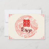 Chinesische Hochzeit mit Dragon und Phoenix RSVP Karte (Vorderseite)