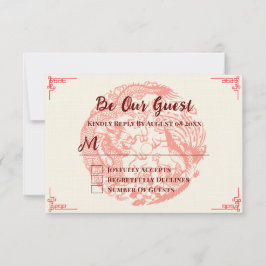 Chinesische Hochzeit mit Dragon und Phoenix RSVP Karte
