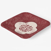 Chinesische Hochzeit mit floralem doppeltem Glück Pappteller (Gewinkelt)