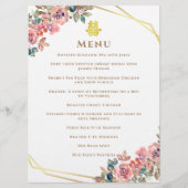 Chinesische Hochzeit mit geometrischem Blumenkranz Menükarte (Vorderseite)