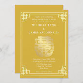 Chinesische Hochzeit mit Mandarin-Ducks und doppel Einladung (Vorne/Hinten)