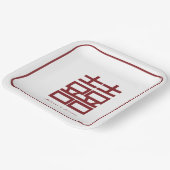 Chinesische Hochzeit mit modernem Red Double Happy Pappteller (Gewinkelt)