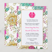 Chinesische Hochzeit mit orientalischer Flora Einladung (Vorne/Hinten)