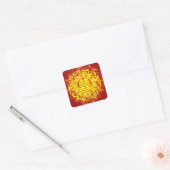 Chinesische Hochzeit mit Red Gold Yellow Double Ha Quadratischer Aufkleber (Umschlag)