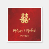 Chinesische Hochzeit mit rotem Gold Serviette (Vorderseite)