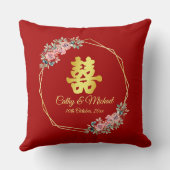 Chinesische Hochzeit mit rotem goldenem geometrisc Kissen (Rückseite)
