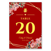 Chinesische Hochzeit mit rotem goldenem geometrisc Tischnummer (Vorderseite)