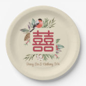 Chinesische Hochzeit mit zeitgemäßem doppeltem Glü Pappteller (Vorderseite)