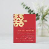 Chinesische Hochzeit mit zeitgenössischem Gold Einladung (Stehend Vorderseite)