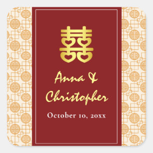Chinesische Hochzeit peranakan Quadratischer Aufkleber