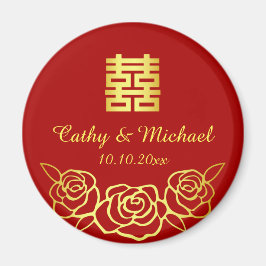 Chinesische Hochzeit Rose Papercut rot und gold Magnet