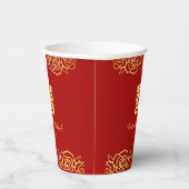 Chinesische Hochzeit Rose Papercut rot und gold Pappbecher (Rechts)