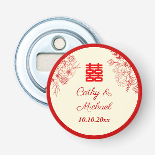 Chinesische Hochzeit rot beige floral orientalisch Flaschenöffner