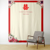 Chinesische Hochzeit Rotblütentee vor Hintergrund Wandteppich (Beispiel)