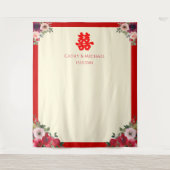 Chinesische Hochzeit Rotblütentee vor Hintergrund Wandteppich (Vorderseite)