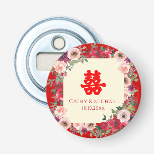 Chinesische Hochzeit roter Garten Blumen Doppelglü Flaschenöffner