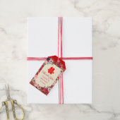 Chinesische Hochzeit roter Garten Blumen Doppelglü Geschenkanhänger (Mit Garn)