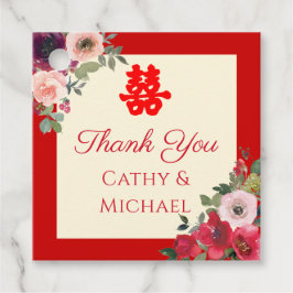 Chinesische Hochzeit roter Garten Blumen Doppelglü Geschenkanhänger