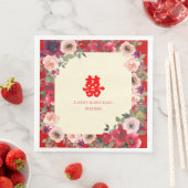 Chinesische Hochzeit roter Garten Blumen Doppelglü Serviette (Beispiel)