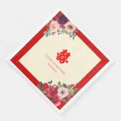 Chinesische Hochzeit roter Garten Blumen Doppelglü Serviette (Ecke)