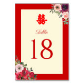 Chinesische Hochzeit roter Garten Blumen Doppelglü Tischnummer (Rückseite)