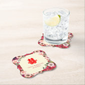 Chinesische Hochzeit roter Garten Blumen Doppelglü Untersetzer (Vor Ort)