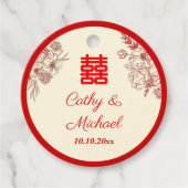 Chinesische Hochzeit rotes Beige Blumengestein Ori Geschenkanhänger (Vorderseite)