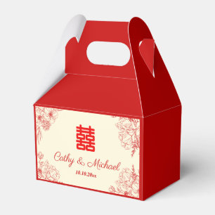 Chinesische Hochzeit rotes Beige Blumengestein Ori Geschenkschachtel
