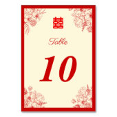 Chinesische Hochzeit rotes Beige Blumengestein Ori Tischnummer (Rückseite)