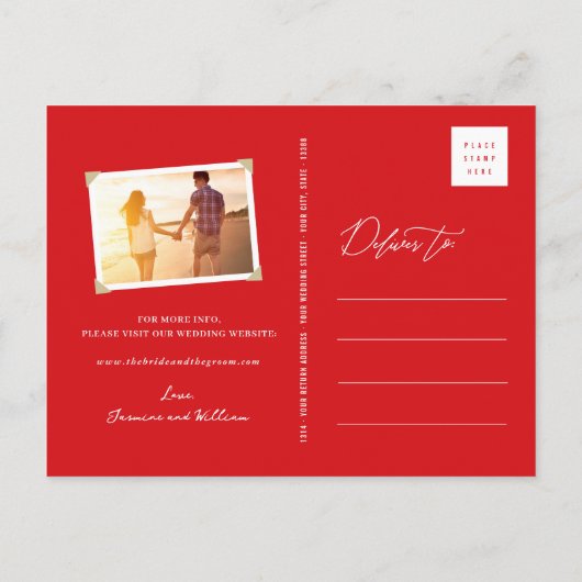 Chinesische Hochzeit Sakura Chic Schwalben Save th Ankündigungspostkarte (Rückseite)