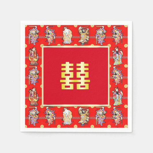 Chinesische Hochzeit viel Glück Servietten Serviet (Vorderseite)