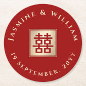 Chinesische Hochzeit vom Gold/Roten Platz Runder Pappuntersetzer (Vorderseite)