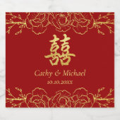 Chinesische Hochzeit vom Roten Gold Schaumweinetikett (Einzelnes Label)