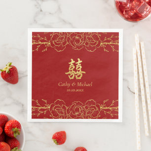 Chinesische Hochzeit vom Roten Gold Serviette