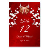 Chinesische Hochzeit von White Cherry Blossom Tischnummer (Vorderseite)