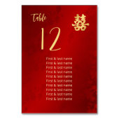 Chinesische Hochzeitgästen Tischnummer (Vorderseite)