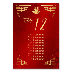 Chinesische Hochzeitgästen Tischnummer