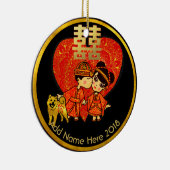 Chinesische Hochzeitsdekoration - Niedliches Paar  Keramikornament (Rechts)