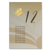 Chinesische Hochzeitskarte für Beige Abstrakt Art Tischnummer (Rückseite)