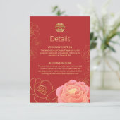 Chinesische Hochzeitskarte für Peony Gold Dankeskarte (Stehend Vorderseite)