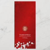 Chinesische Hochzeitskarte für Weißkirsche Menükarte (Rückseite)