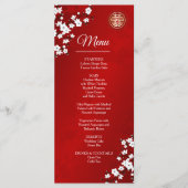 Chinesische Hochzeitskarte für Weißkirsche Menükarte (Vorderseite)