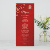 Chinesische Hochzeitskarte "Red Cherry Blossom" Einladung (Stehend Vorderseite)