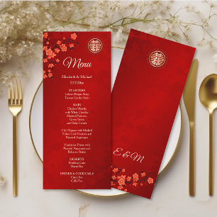 Chinesische Hochzeitskarte "Red Cherry Blossom" Einladung