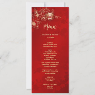Chinesische Hochzeitskarte Red Gold Magnolia Einladung