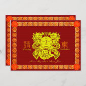 Chinesische Hochzeitskarte RSVP Einladung mit dopp (Vorne/Hinten)