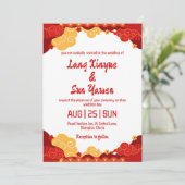 Chinesische Hochzeitsreise mit modernem Gold Einladung (Stehend Vorderseite)