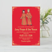 Chinesische Hochzeitsreise mit modernem Gold Einladung (Stehend Vorderseite)