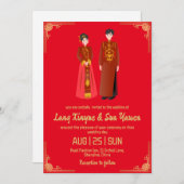 Chinesische Hochzeitsreise mit modernem Gold Einladung (Vorne/Hinten)